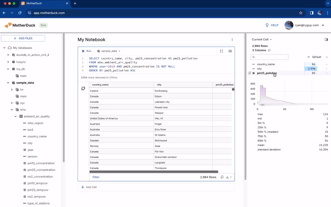 MotherDuck UI Video Preview