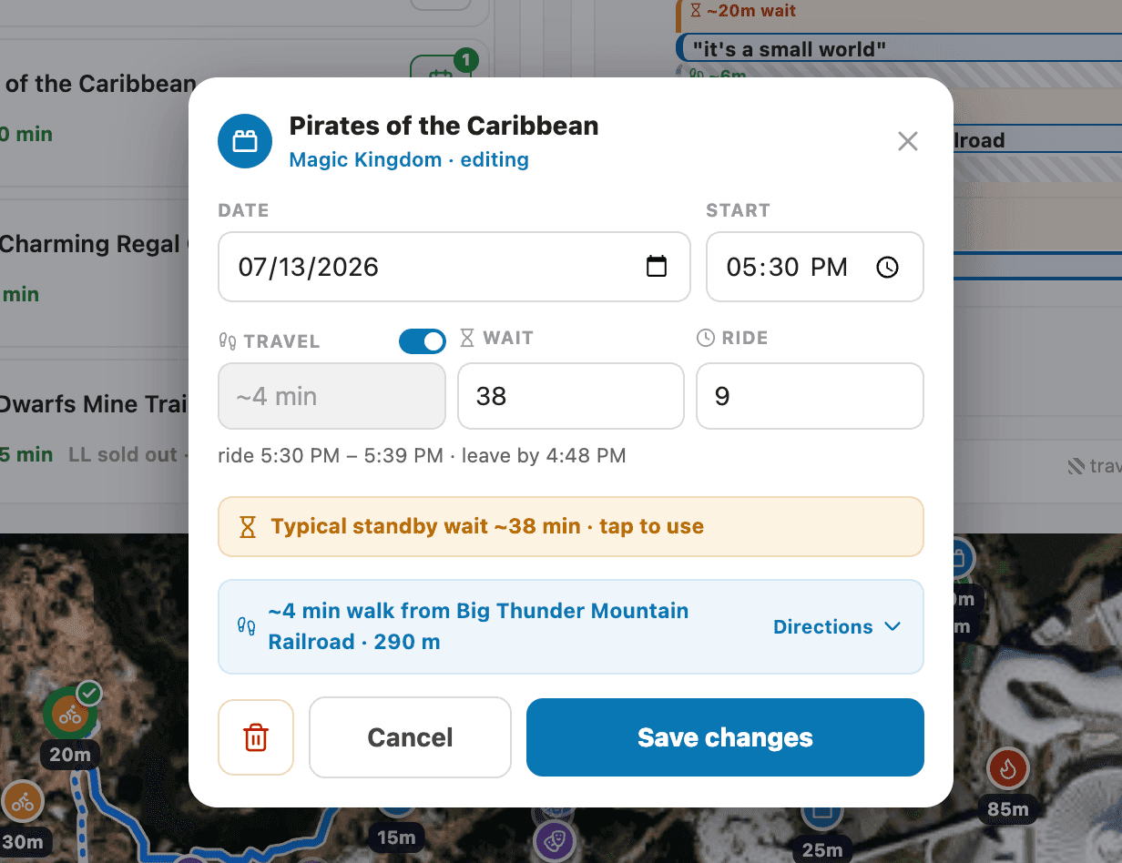 Modal for editing a scheduled event