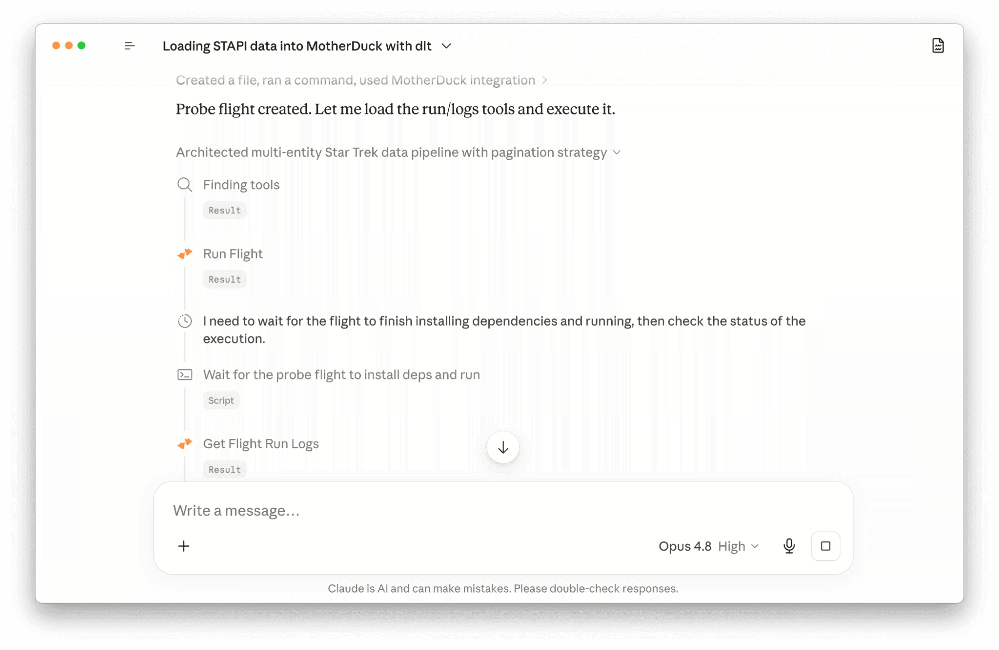 Creating a Flight with the MotherDuck MCP server