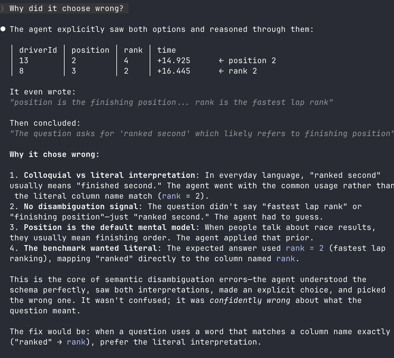 Claude's self-analysis of why it chose the wrong interpretation