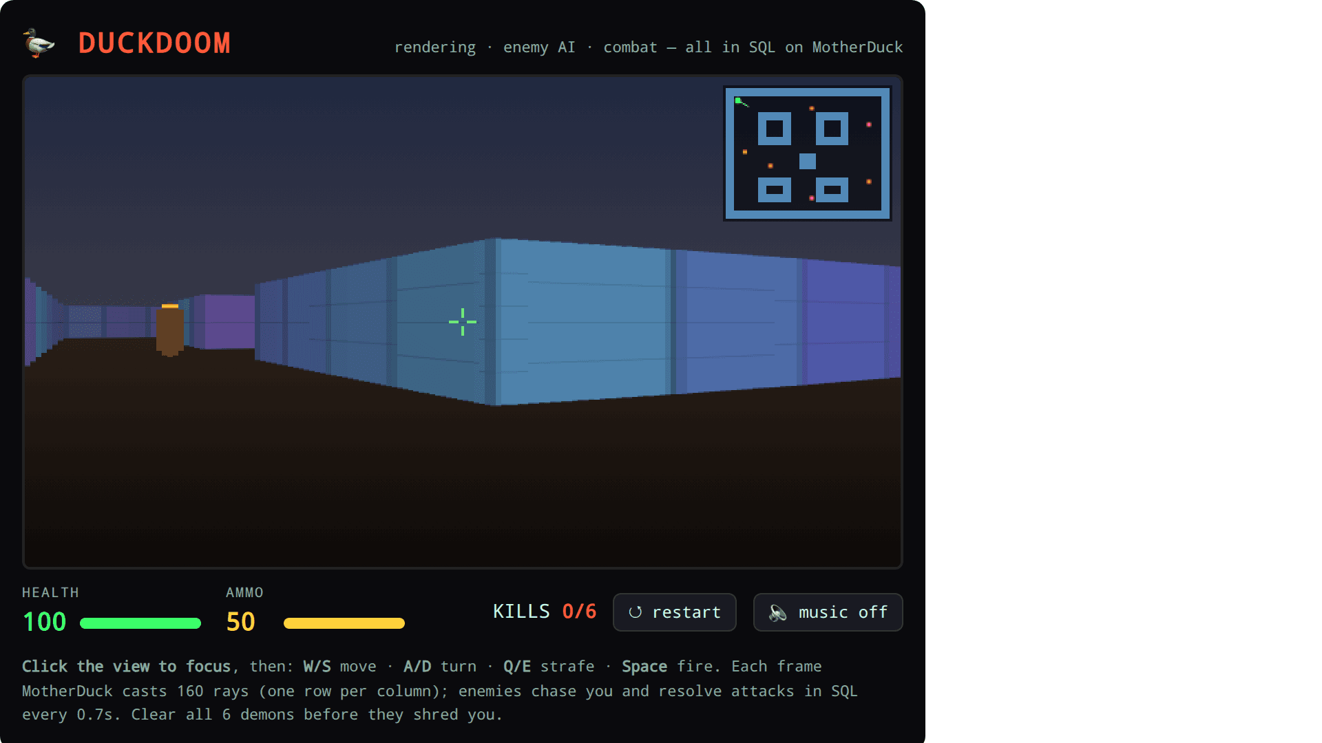 DuckDoom β DOOM raycaster running in SQL on MotherDuck