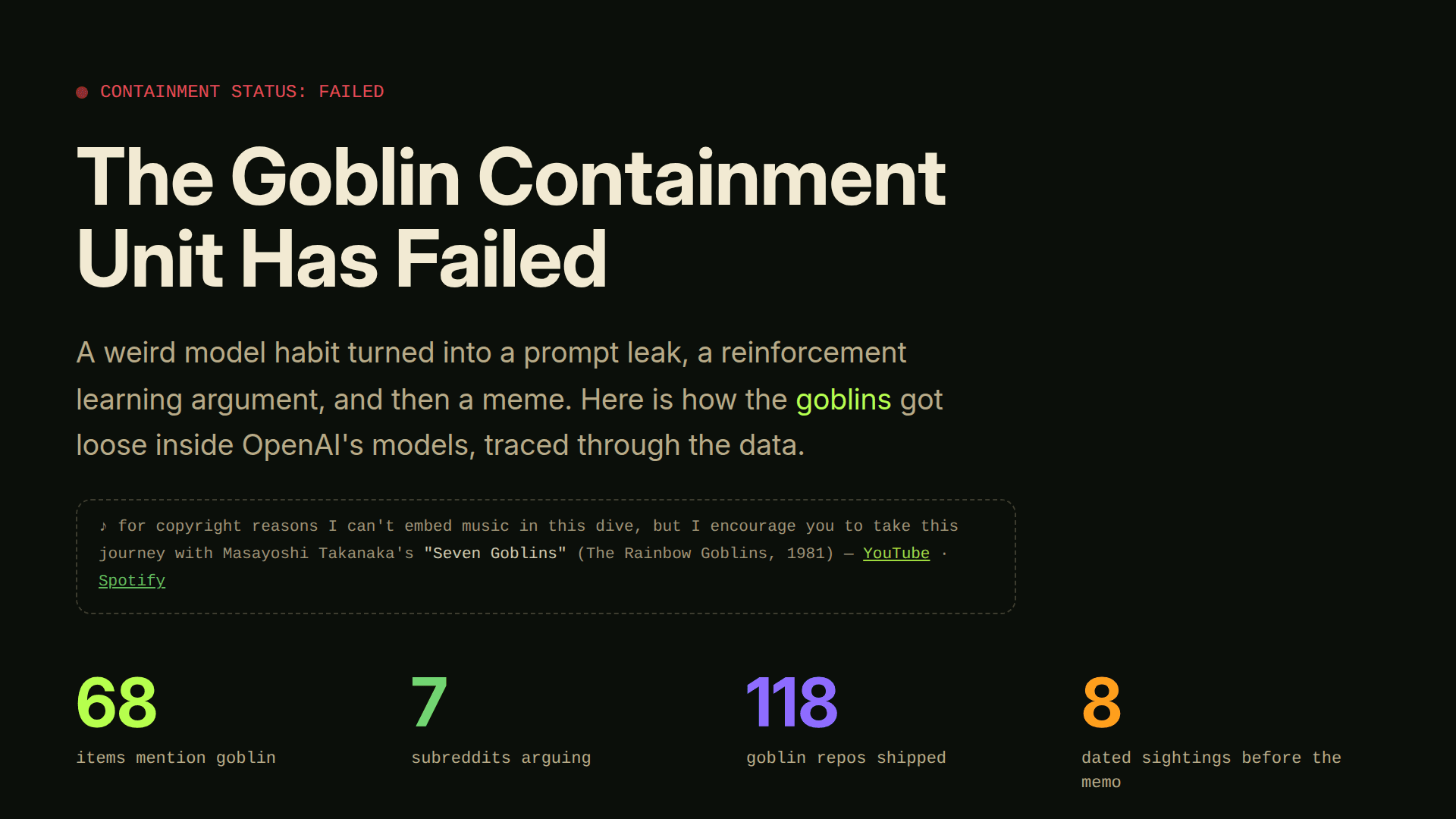 The Goblin Containment Unit Has Failed