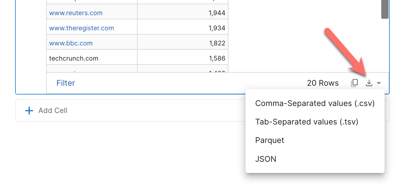 Export query results